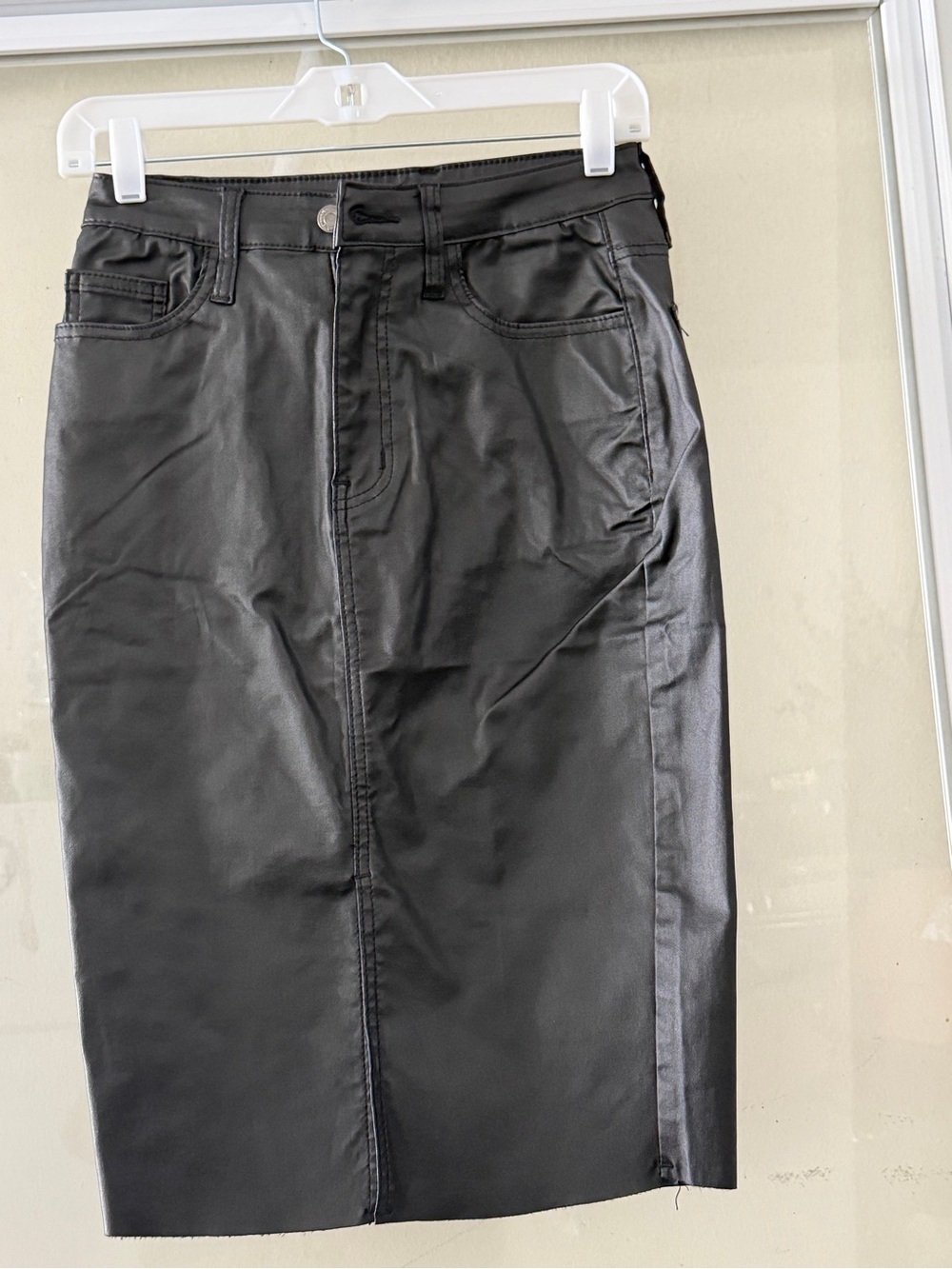 Classic Black High-Low Faux Leather Skirt